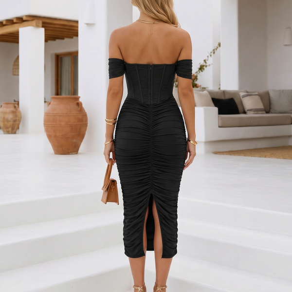 Das Scarlett gesmokte Korsett-Midikleid